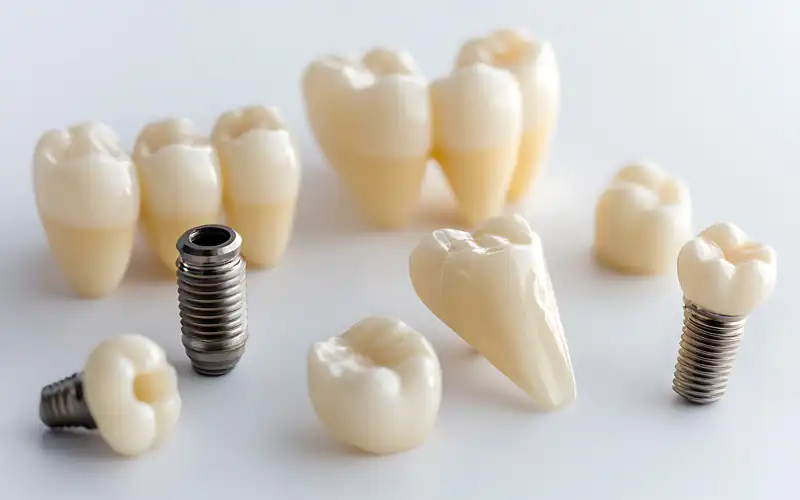verschiedene Implantate und Kronen KI-Aufnahme
